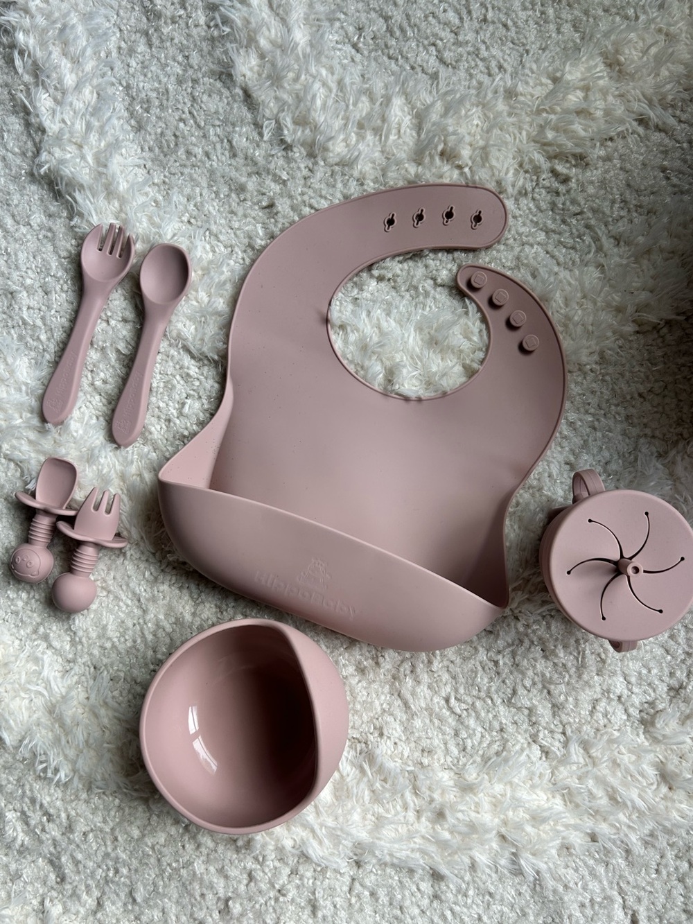 Hippobaby Silicone Baby Feeding Set Pink New